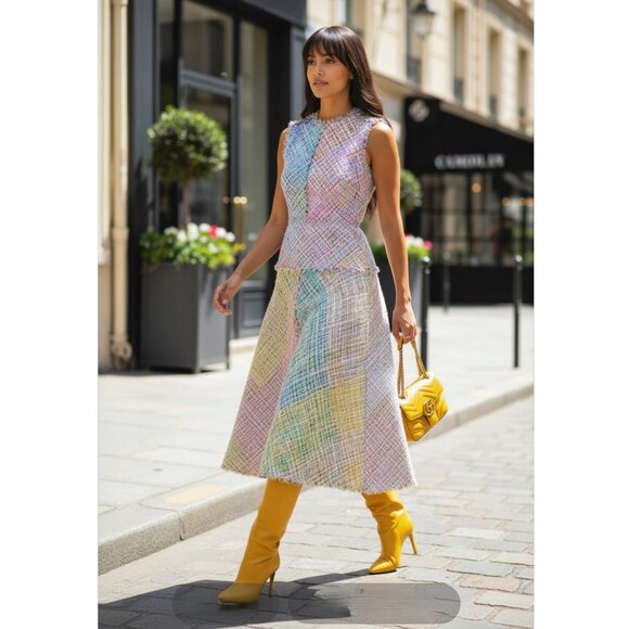 ESCADA TWEED MIDI DRESS SIZE 32D, XS/S US NEW - Picture 10 of 15